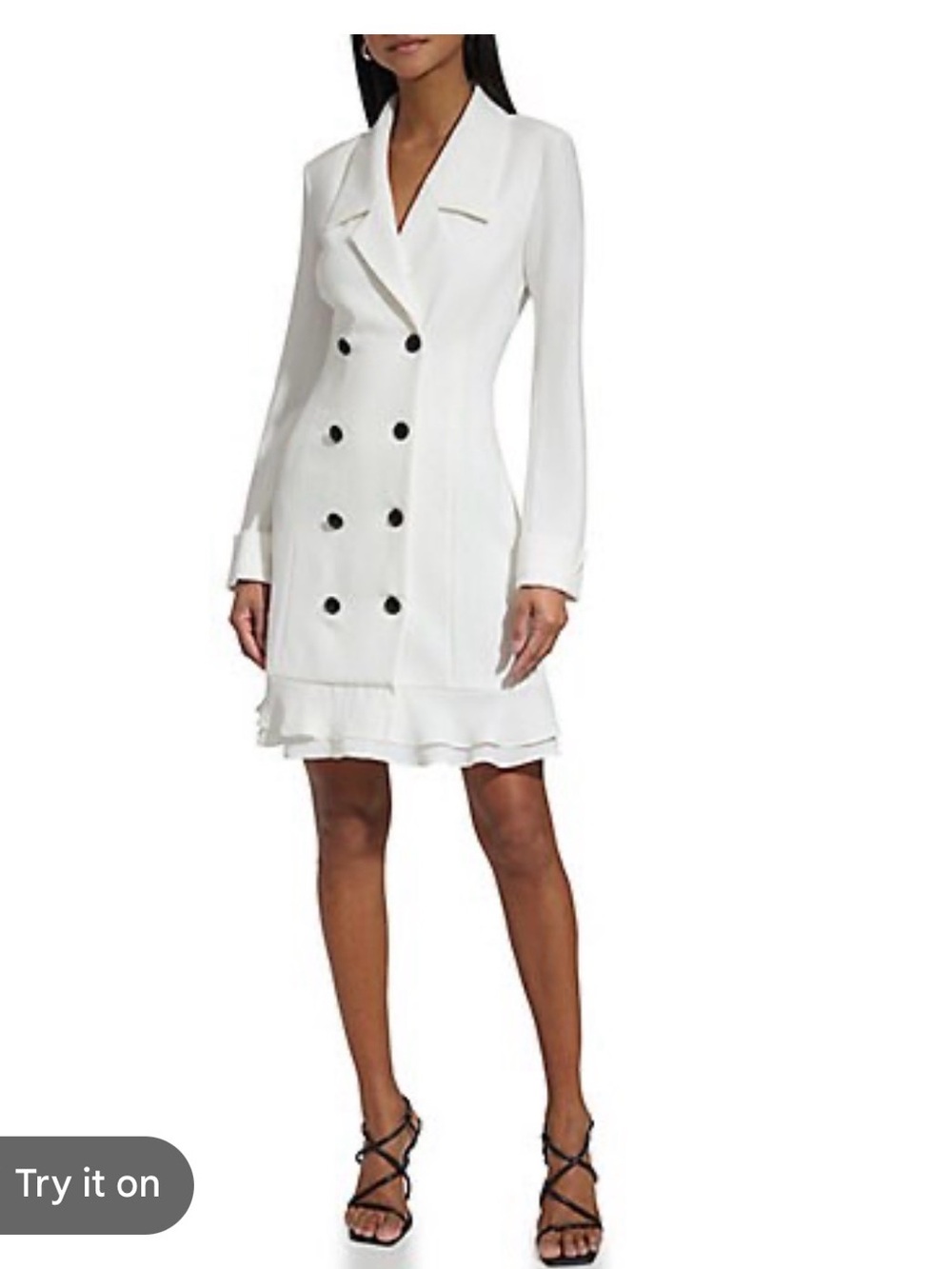 Karl Lagerfeld White Double-Breasted Blazer Dress